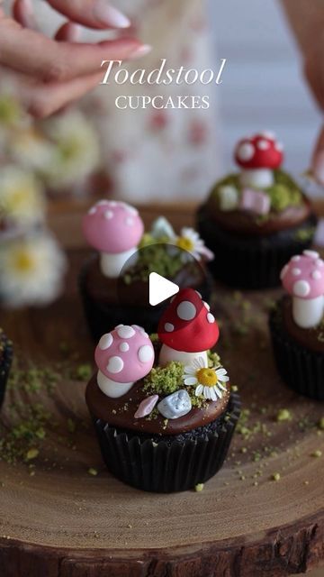 Chocolate Butterfly Cake, Fondant Mushrooms, Toadstool Cupcakes, Edible Moss, Mushrooms And Butterflies, Sheri Wilson, Mushroom Cupcakes, Chocolate Butterflies, Moss Dress