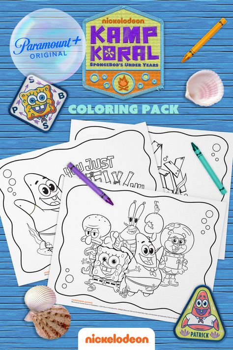 Color in the Fun at Kamp Koral Kamp Koral Spongebob, Spongebob Coloring, Sleepaway Camp, Spongebob Party, Nick Jr, Preschool Printables, Loud House, Spongebob Squarepants, Nickelodeon