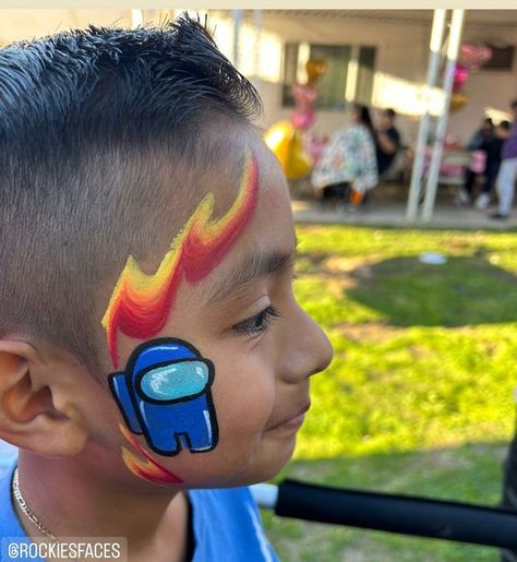 Rockie's Faces & Co. 🎈👩🏻‍🎨🎨🎭🖌 on Instagram: "Among us face painting today! #rockie #rockiesfacepainting #rockiesfaces #facepainter #facepainters #facepainting #kidsparty #party #kidsentertainment #onthejob #otj #picoftheday #fotodeldia #fiesta #pintacaritas #amongus #sus #fun #stockton #lathrop #lodi #manteca #patterson #modesto #turlock" Face Painting Among Us, Among Us Face Painting, Roblox Face Paint, Bluey Face Painting Ideas For Kids, Line Buster Face Paint, Face Paint Ideas For Boys, Fortnite Face Paint, Among Us Face Paint, Anime Face Paint