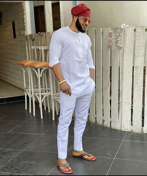 White Native For Men Nigerian, White Kaftan Designs For Men, White Senator Styles For Men, Native Wears For Men, Men Wedding Outfit, Moda Safari, Senator Styles For Men, Native Outfits, Men Native