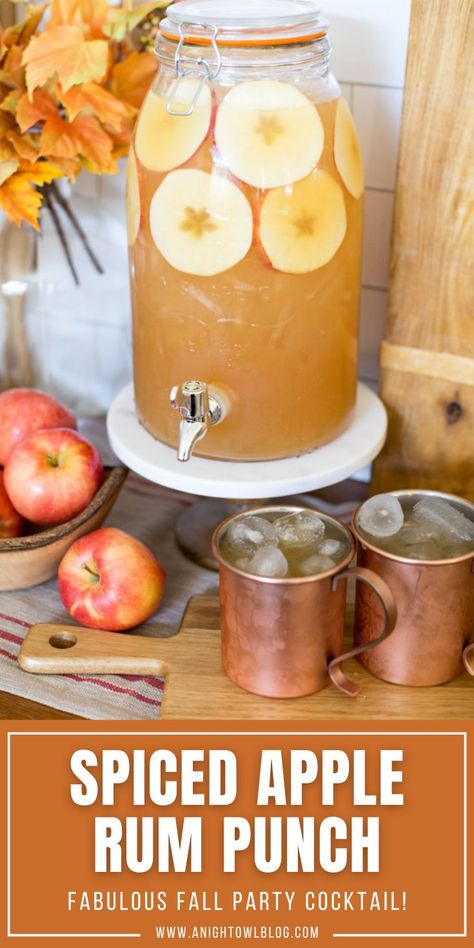 Spice up your fall with this delicious and easy to make Spiced Apple Rum Punch! Perfect for fall entertaining! Fall Cocktails Recipes, Punch Recipe, Fall Entertaining, Rum Punch, Rum Drinks, Fall Cocktails, Tequila Cocktails, Fall Drinks, Cost Plus World Market