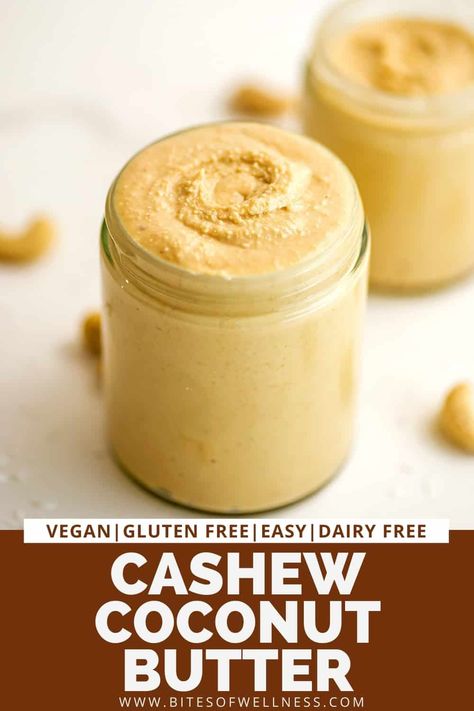 Coconut cashew butter is the perfect 2 ingredient nut butter recipe. This nut butter is thick and creamy and super addicting and budget friendly! This cashew coconut butter tastes sweet but has no added sugar and is vegan, Whole30, gluten free and dairy free. Coconut Butter Recipes, Cashew Butter Recipe, Nut Butter Recipes, Cashew Recipes, Homemade English Muffins, Dairy Free Dessert, Healthy Bites, Cashew Butter, Peanut Butter Recipes