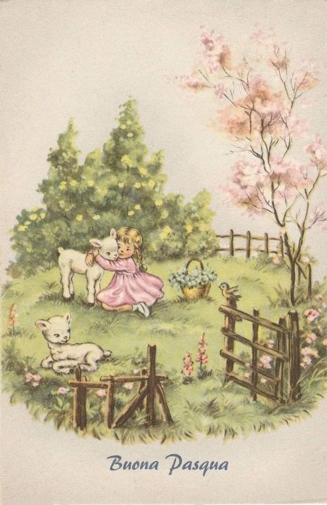 Vintage Easter Illustration, Spring Drawing, Vintage Easter Cards, Easter Illustration, Storybook Art, Fairytale Art, Wow Art, Vintage Easter, Vintage Cards