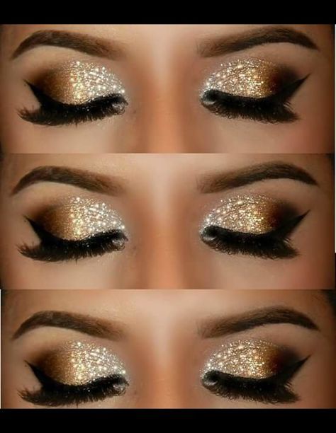 Elegant Makeup | Kelsey R.'s Photo | Beautylish Elegant Gold Makeup, Gala Eye Makeup, Performance Makeup Dancers, Gold Glam Makeup, Gala Make Up, New Years Eve Makeup Looks, Great Gatsby Makeup, Gold Makeup Ideas, Gatsby Makeup