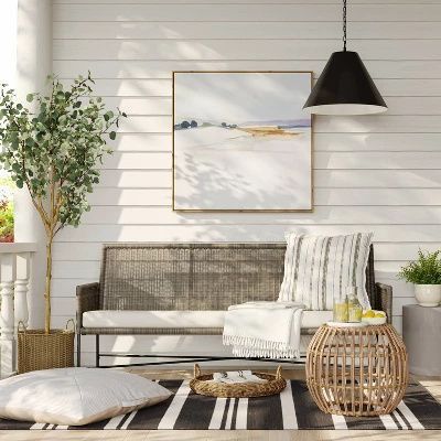 Beautiful patio decorating ideas from the new Studio McGee collection at Target - porch decor - patio decor - front porch ideas Studio Mcgee Outdoor, Mcgee Outdoor, Mcgee Target, Patio Accent Table, Cali Vibes, Rattan Ottoman, Studio Mcgee Target, Sofa Gray, Patio Ottoman