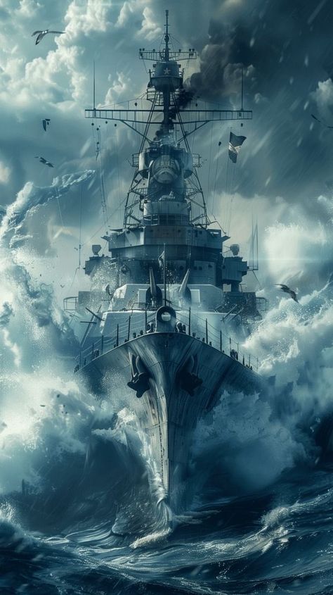 Warship Wallpaper, Wallpaper Ww2, Ghost Ship Art, Ship Wallpaper, Pirate Ship Art, Ww2 Germany, Tank Wallpaper, Games Aesthetic, Sea Battle