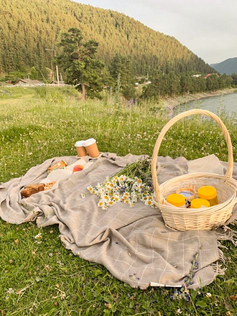 White Picnic Aesthetic, Lake Picnic, Minimalist Kawaii, Sky Scenery, Cute Picnic, Grass Tree, Food Bread, Flower Fruit, Books Open