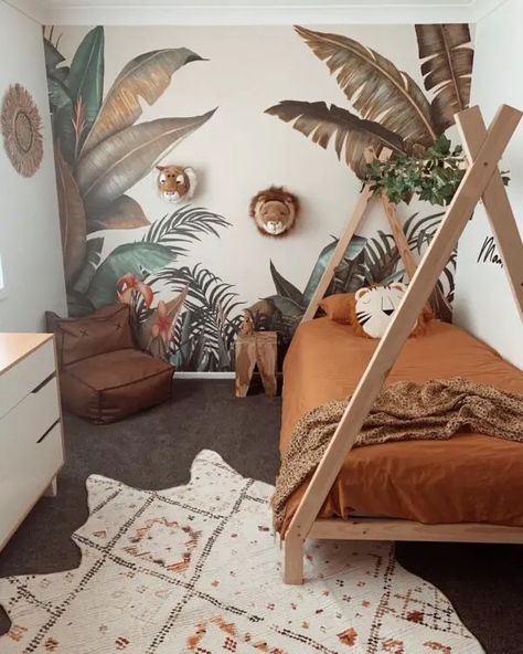 Toddler Bedroom, Jungle Room, Kids Bedroom Inspiration, Baby Boy Room Decor, Toddler Boys Room, Kids Bedroom Designs, Dekorasi Kamar Tidur, Kids Room Inspiration, Toddler Rooms