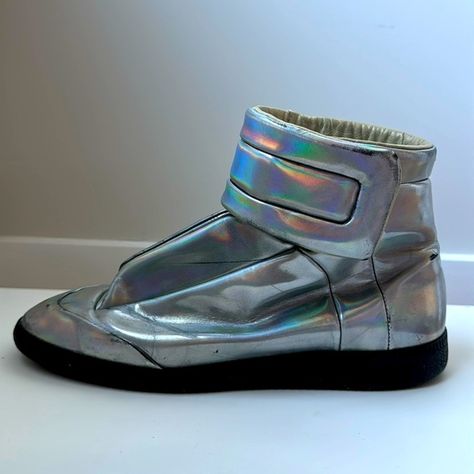 Maison Margiela Future High Top Iridescent Sneakers Men’s 43/ US 10 Iridescent Sneakers, Margiela Gats, Margiela Future, Silver Chrome, Martin Margiela, High Top, Things To Buy, High Tops, In Italy