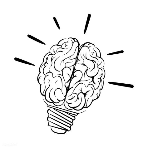 Idea Lightbulb, Light Bulb Drawing, Brain Icon, Brain Drawing, About Brain, Brain Tattoo, 심플한 그림, Light Bulb Icon, Brain Art