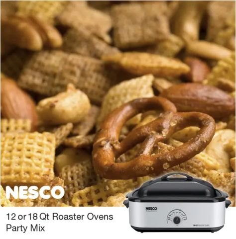 Make your snack the life of the party with the NESCO Roaster Oven part mix. #party #mixitup #yourkeyingredient #snacktime Homemade Chex Mix Recipe Oven, Sweet Party Mix Recipe, Crispy Rice Squares, Ranch Chex Mix Recipes, Nesco Roaster Oven, Roaster Oven Recipes, Homemade Chex Mix Recipe, Roaster Recipes, Chex Mix Recipes Original