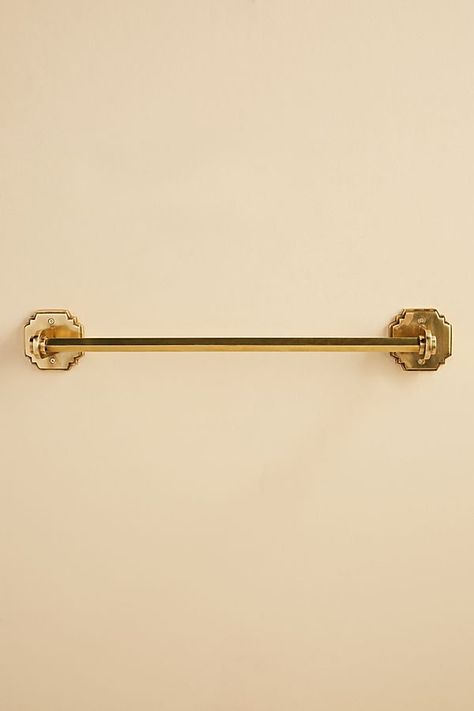 Raina Towel Bar | Anthropologie Towel Bars In Bathroom Ideas, Towel Bars In Bathroom, Brass Towel Bar, Bath Towel Holder, Downstairs Bathroom, Towel Rings, Towel Hooks, Towel Holder, Towel Bar