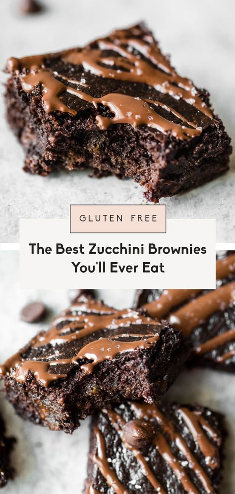 The BEST healthy zucchini brownies you'll ever eat are gluten free, paleo, deliciously fudgy and the perfect way to bake with zucchini. These easy, gluten free zucchini brownies are sweetened just with pure maple syrup and your favorite chocolate chips. Top them with fancy sea salt to make them extra special! #brownies #zucchini #glutenfree #dessert #baking #paleo #chocolate Gluten Free Zucchini Brownies, Bake With Zucchini, Chocolate Zucchini Brownies, Best Zucchini Recipes, Best Zucchini, Zucchini Brownies, Healthy Zucchini, Chocolate Zucchini, Dairy Free Chocolate