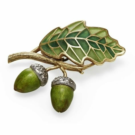 Acorn Tattoo, Plique A Jour, Autumn Green, Acorn And Oak, Oak Leaves, Diamond Brooch, Oak Leaf, Enamel Brooch, Cz Stud Earrings