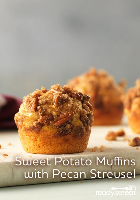 Delicious, fragrant muffins packed with the wholesome goodness of sweet potatoes… Streusel Topping Recipe, Cinnamon Streusel Topping, Ready Set Eat, Once Upon A Chef, Potato Muffins, Sweet Potato Muffins, Cinnamon Streusel, Muffin Streusel, Oat Muffins