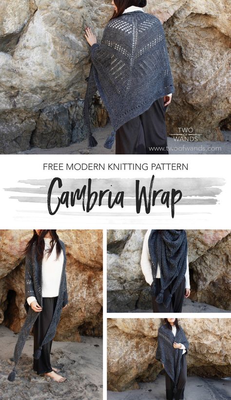 Free Knit Shawl Patterns, Knitted Gifts, Knit Wrap Pattern, Two Of Wands, Modern Knitting Patterns, Knitting Scarf, Knitted Scarves, Modern Knitting, Crochet Shawls