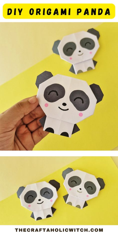 Explore the art of paper folding and create your very own origami panda with our easy-to-follow instructions and accompanying video tutorial. Origami Panda, Origami Dove, Origami Easy Step By Step, Basic Origami, Panda Craft, Crafts By Season, Paper Folding Crafts, Cute Origami, Origami Patterns