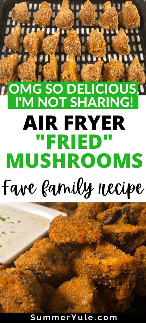 Homemade Fried Mushrooms, Mushrooms Air Fryer Recipes, Mushrooms In Air Fryer Recipe, Airfryer Mushroom Recipes, Breaded Mushrooms In Air Fryer, Airfry Mushrooms, Breaded Mushrooms Fried, Airfryer Mushrooms, Airfryer Vegetarian