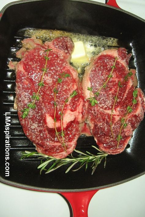 Always use my favorite Le Creuset grill pan for great pan grilled Ribeye, try this recipe @https://lmaspirations.com/pan-grilled-ribeye/ Pan Grilled Steak, Steak On Cast Iron Grill Pan, Rib Steak Recipe Grilled, Le Creuset Grill Pan Recipes, How To Cook Rib Eye Steak, Cast Iron Grill Pan Recipes, Rib Eye Steak Recipes Grilled, Lodge Grill, Grill Pan Steak