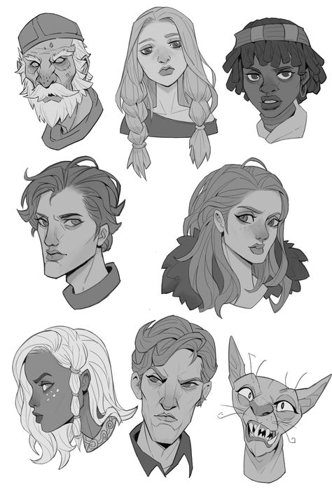 People As Shapes, Drawing Base Head Looking Up, Drawing Inspo Cartoon Style, Character Face Shapes, 3 People Sketch, Face Shapes Art, Face Shapes Drawing Reference, Cartoon Character Design References, Pirates Sketch