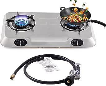 Propane Gas Cooktop 2 Burner Gas Stove Portable Gas Stove Stainless Steel Stove Dual Burner Auto Ignition Camping Dual Burner LPG for RV, Apartment, Outdoor Portable Gas Stove, Stainless Steel Stove, New Stove, Propane Stove, New Inventions, Gas Burners, Gas Cooktop, Propane Tank, Fire Tv Stick