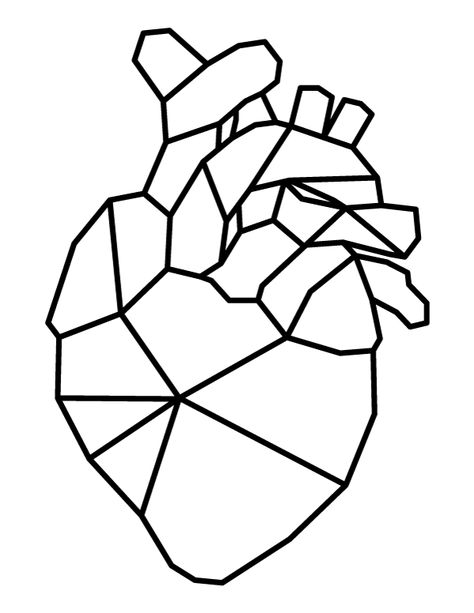 Printable Geometric Human Heart Coloring Page Abstract Heart Drawing, Human Heart Art, Heart Coloring Page, Heart Organ, The Human Heart, Simple Drawings, Mario Coloring Pages, Abstract Coloring Pages, Heart Coloring Pages