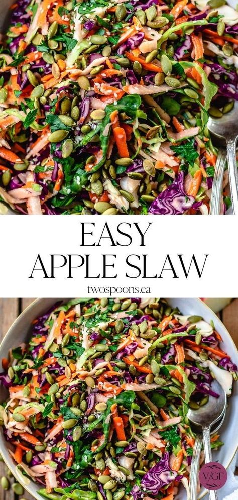 Savory Coleslaw, Apple Slaw Recipe, Cabbage Slaw Recipes, Mint Dressing, Apple Coleslaw, Carrot Slaw, Bbq Night, Fibro Fog, Apple Slaw