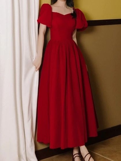 (1) All Items – Page 2 – Jasmine's Vintage Closet Suits For Women Professional, Red Beach Dresses, Meet Me In St Louis, Formal Suits For Women, Red Frock, Formal Dress Patterns, Cute Red Dresses, Evening Gowns With Sleeves, Simple Gowns