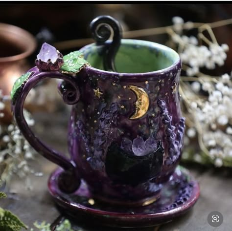 Fantasy Pottery, Bohemian Witch, Whimsical Pillows, Ceramic Cafe, Fairy Gifts, Gifts Wrapping Diy, Pretty Mugs, The Crow, Pottery Crafts