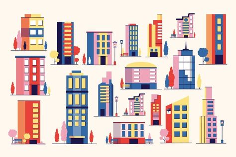 Cream Flat Design City Building Illustration City Building Illustration, Cream Flats, Design City, Illustration Advertisement, City Icon, Building Illustration, Flat Design Illustration, City Design, City Buildings