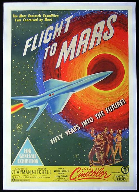 Flight To Mars (1951) Mars Poster, Sci Fy, Vintage Science Fiction, Cameron Mitchell, Vintage Science, Monster Movie, Fantasy Films, Old Ads, Movie Monsters