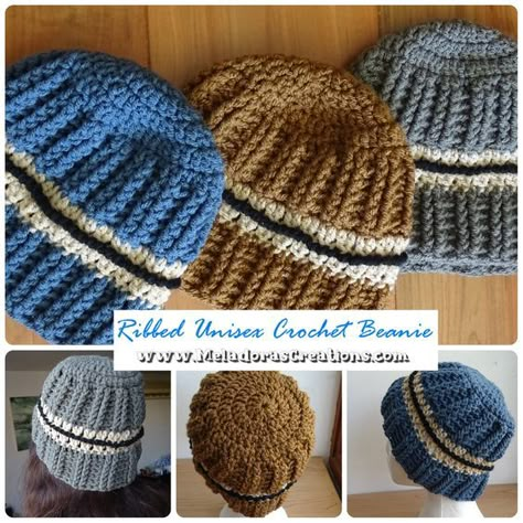 Crochet Beanie Hat Free Pattern, Diy Crochet Hat, Beanie Free Crochet Pattern, Crochet Mens Scarf, Unisex Crochet, Beanie Pattern Free, Crochet Mens Hat, Crochet Patterns Free Beginner, Womens Crochet Patterns