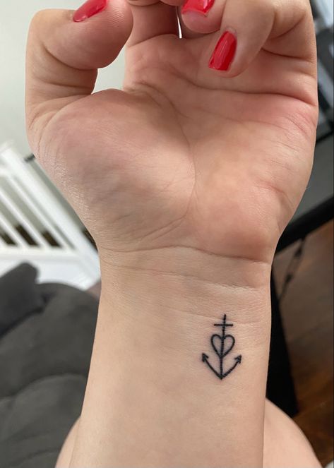 Faith Heart Tattoo, Cross With Anchor Tattoo, Friendship Anchor Tattoos, Anchor Wrist Tattoos For Women, Hebrews 6 19 Tattoo, Anchor Cross Heart Tattoo, Cross And Anchor Tattoo, Love Anchor Tattoo, Small Anchor Tattoos For Women