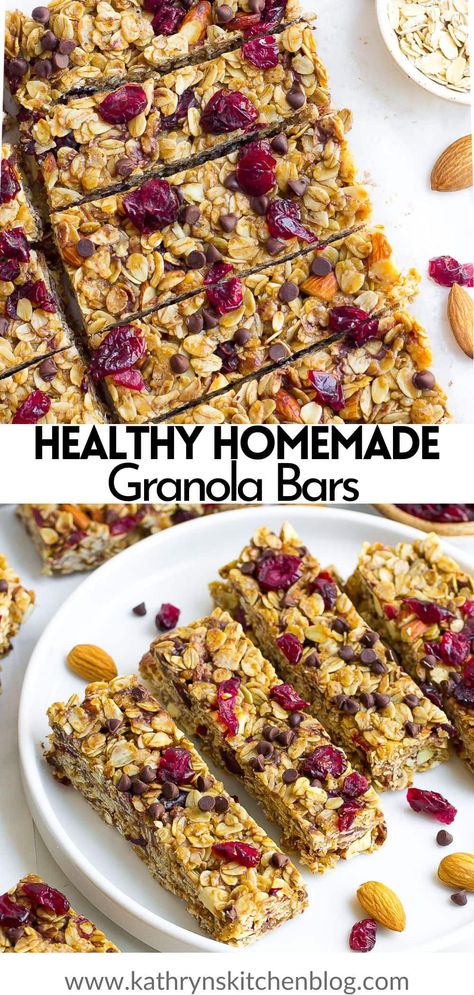 Healthy Granola Bar Recipe (No-Bake & Easy) Healthy Granola Bar Recipe, Coastal Picnic, Healthy Granola Bar, Healthy Homemade Granola Bars, Cranberry Almond Energy Bites, Granola Bar Recipe Healthy, Soft Granola, Bars Recipes Healthy, Homemade Granola Bars Healthy