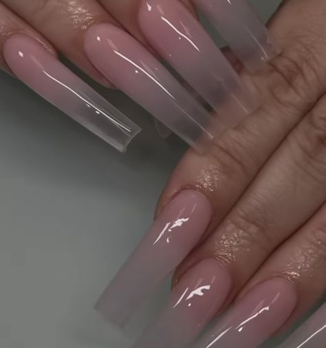 Clear To Pink Ombre Nails, Ombre Transparent Nails, Pink And Clear Ombre Nails, Long Clear Acrylic Nails Square, Transparent Ombre Nails, Clean Ombre Nails, Ombré Clear Nails, Clear Ombré Nails, Ombre Clear Nails