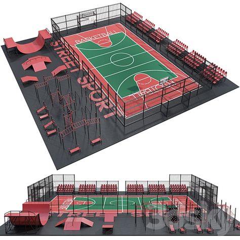 Playground Model, Basketball Park, Urban Spaces Design, City Skylines Game, Sports Facility Architecture, Living Room Nordic Style, Sports Facility, Tiny Office, Indoor Basketball Court