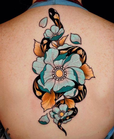 Aesthetic Tattoo Ideas, Tattoos 2023, Neo Tattoo, Tattoo Snake, Nouveau Tattoo, Tatuaje A Color, Tattoo Project, Aesthetic Tattoo, Snake Tattoo