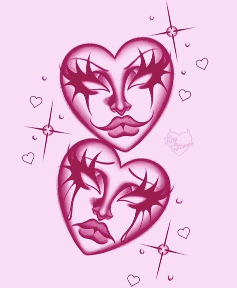 Girly Heart Tattoos, Toot Drawn Together, Thigh Tattoos Women Stencil, Clown Chicano Art, Chicano Tattoo Flash, Abstract Drawing Ideas, Splash Tattoo, Chicano Love Art, Girly Illustration