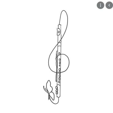 Simple Flute Drawing, Bass Clarinet Tattoo, Flute Tattoo Designs For Women, Treble Clef Tattoo Unique, Flute Tatoos, Flute Tattoo Design, Flute Drawing Easy, Clarinet Tattoo, Flute Wallpapers