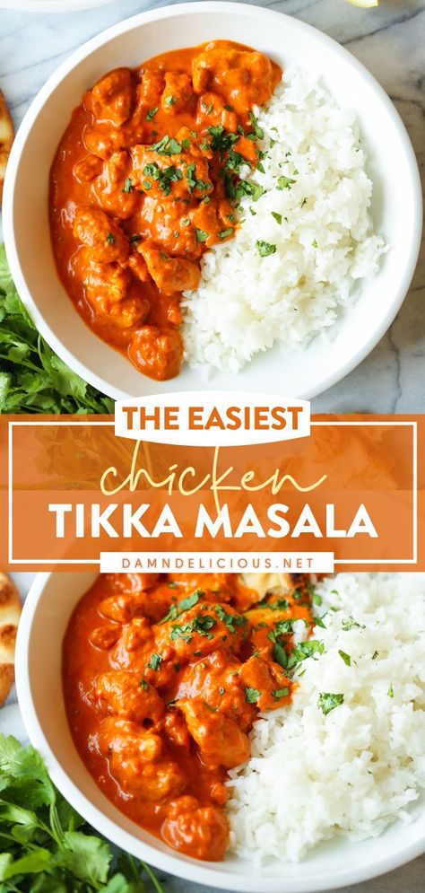 147 reviews · 30 minutes · Gluten free · Serves 4 · Skip the takeout and enjoy this quick and easy chicken recipe at home instead! Perfectly tender with the most flavor-packed sauce, this Tikka Masala is even better than what you can order from a… Easy Chicken Tikka Masala, Chicken Tikka Masala Recipes, Tikka Masala Recipe, Tandoori Masala, Chicken Tikka Masala, Masala Recipe, Chicken Tikka, Tikka Masala, The Chicken