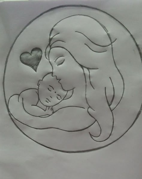 ❤️💝Mother Love❤️❣️💕💞💓 Mother With Baby Drawing, Cute Things To Draw For Your Boyfriend Creative, Cute Mothers Day Drawings Easy, Easy Drawing For Mother's Day, Aari Pencil Drawing, Mother Drawing Simple, Mothers Day Sketch Drawings, Mother Day Painting Ideas, Mom Art Drawing