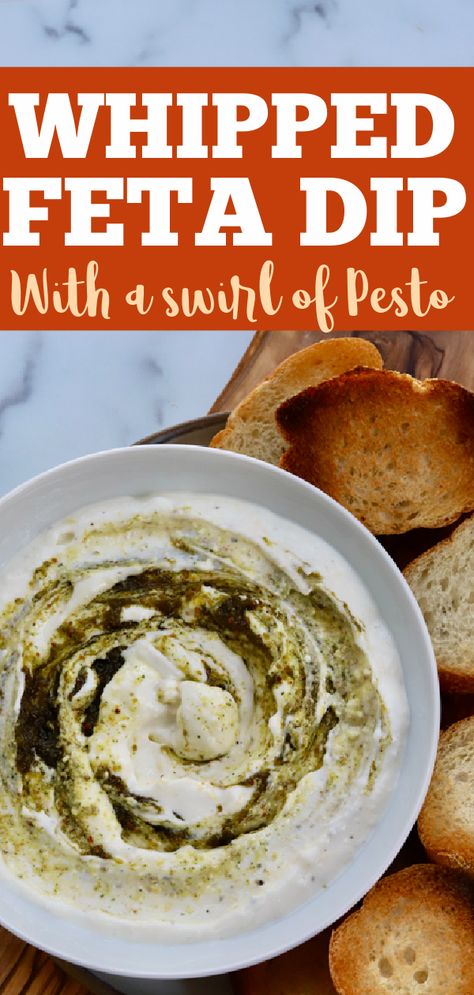 The Most Delicious Whipped Feta Dip With A Swirl Of Pesto - Slice of Jess Feta Pesto Dip, Feta Pesto, Whipped Feta Dip, Homemade Pimento Cheese, Dip Dip, Pesto Dip, Keto Appetizers, Pistachio Pesto, Girls Brunch