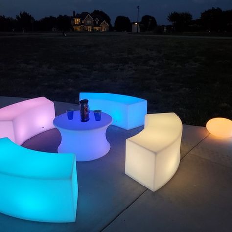 Glow Furniture, Garage Glow Party, Foam Glow Party, Glow Party Floor Design, Glow Furniture Party, Glow Backdrop Neon Party, Beach Bonfire Party Ideas, Glow Party Games, Beach Bonfire Parties