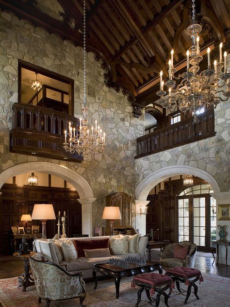 Living Room Medieval Home Decorating Design, Pictures, Remodel, Decor and Ideas Lodge House, Interior Design Per La Casa, Tudor Style Homes, French Country Living Room, Casas Coloniales, Rustic Stone, Tudor House, Versace Home, Country Living Room