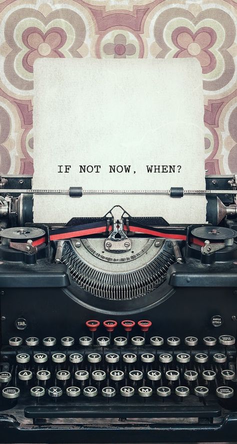 If not now when? Typewriter quote iPhone wallpaper background lockscreen Screen Writer Aesthetic, Quote Iphone Wallpaper, Background Lockscreen, If Not Now When, Typewriter Quotes, Iphone Lockscreen Wallpaper, Not Now, Iphone Lockscreen, Phone Art