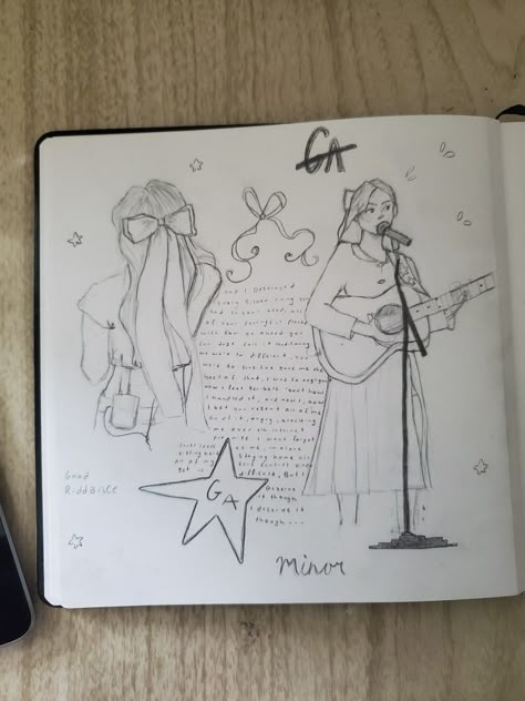 Gracie Abrams Inspired Drawing, Gracie Abrams Doodles, Gracie Abrams Fan Art, Gracie Abrams Sketch, Gracie Abrams Drawing, Gracie Abrams Journal, Gracie Abrams Art, Singing Drawing, Gracie Core