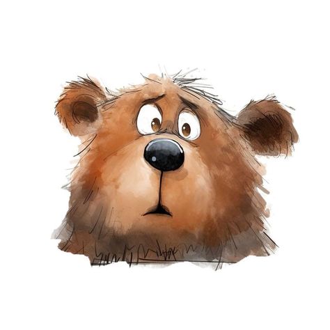 Dog Caricature, Whimsical Art Paintings, Nostalgia Art, Bear Paintings, Bear Drawing, Funny Bears, Book Illustration Art, Happy Paintings, Bear Art