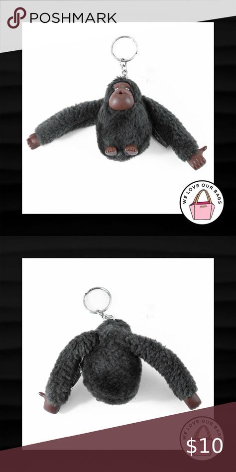 KIPLING 'KIM' BLUE GORILLA MONKEY APE KEY FOB BAG CHARM KEYCHAIN HANG TAG Blue Gorilla, Kipling Monkey, Charm Keychain, Hang Tags, Key Fob, Key Ring, So Cute, Faux Fur, Split