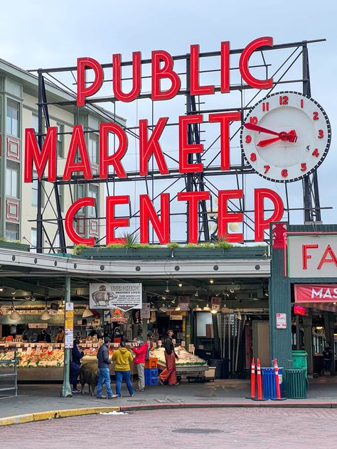 Entrance to Pike Place Market in Seattle, Washington Art Deco Typography, Pike Place Market Seattle, Visit Seattle, Washington Travel, Seattle City, Public Market, Pike Place Market, Pike Place, Pictures Of The Week