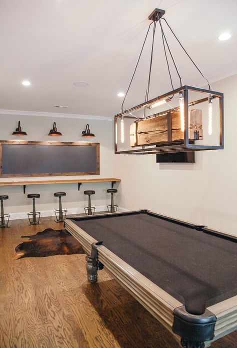 Pool Table Garage Ideas, Pool Table Lighting Ideas Basement, Billiard Room Decor Ideas, Coastal Farmhouse Game Room, Pool Table Room Ideas Small Space, Billards Room Decor Rustic, Pool Table Lights Ideas, Country Game Room, Basement Pool Table Room